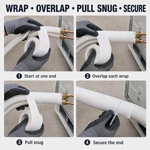 5 Rolls 2.4 in x 42 ft Each Air Conditioner Pipe Wrap Tape, PVC AC Line Set Tape, Weather-Resistant Tubing Protective Wrap for Mini Split Lines, Wires and Cables