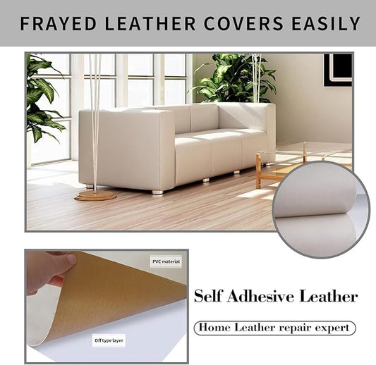 Lifeshoon Leather Repair Patch, 35X79 Inch Self Adhesive Leather Repair, Large Vinyl Patch Tape for Couches, Furniture, Car Seats, Cabinets, Wall, Handbags （Beige, 35X79 Inch）