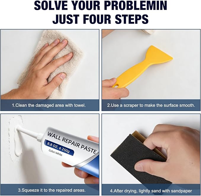 2PCS Efficient Drywall Repair Kit with Scraper, Wall Mending Agent, Wall Repair Paste for Home Fix, Quick Drying Wall Repair Paste for Cracks and Holes