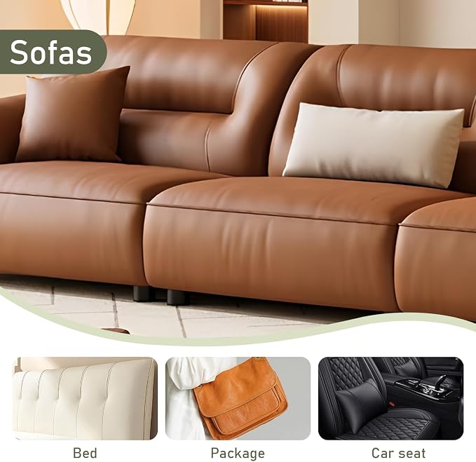 SYLVASS Self Adhesive Leather Repair Patches for Couch, Sofas, Furniture, Car Seats, Office Chairs, Pack of 2 Light Beige