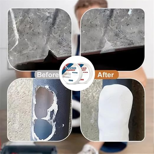 Heavy-Duty Iron Mud Adhesive for Repairs, Plastic Steel Repair Mud Iron Adhesive, Heavy Duty Waterproof Sealant Mastic for Metal Pipes, PVC Pipes, Wall Holes, Ceramics (Black)