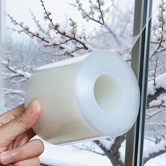 Transparent Weather Sealing Tape 3" x35 Yard, Window Insulation Tape Weather Stripping for Windows Doors Shower Glass – Indoor/Outdoor Insulation, No-Residue, Clear, Energy-Saving