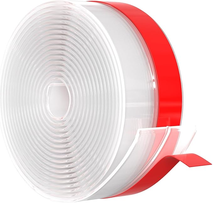Wide Silicone Weather Stripping Door Seal with Strong Adhesive 2" x 36 ft, Extra Thick 0.08" Draft Stopper Tape for Door Frame, Side and Bottom Gaps Strip for Glass Shower, Transparent