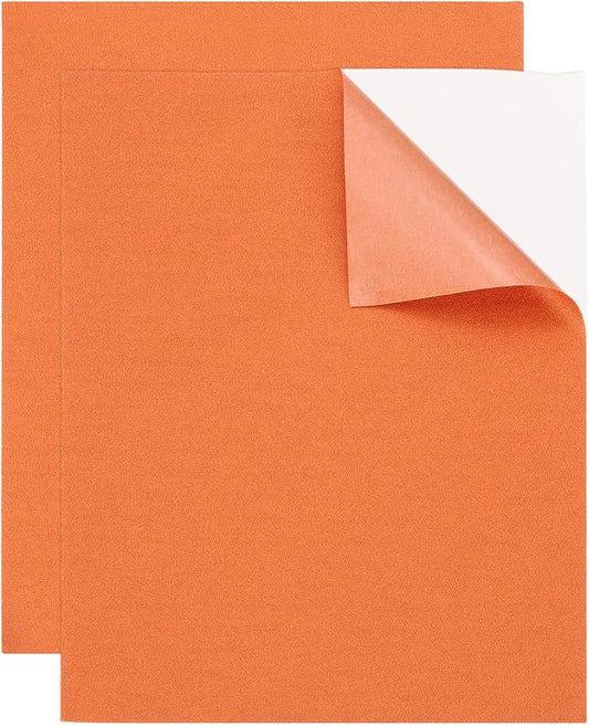 MECCANIXITY 2 Pcs Leather Repair Patch 8"x10" Self-Adhesive Leather Vinyl Repair Tape Kit for Furniture Couches Sofa Chair Car Boat Seats Jackets, Orange