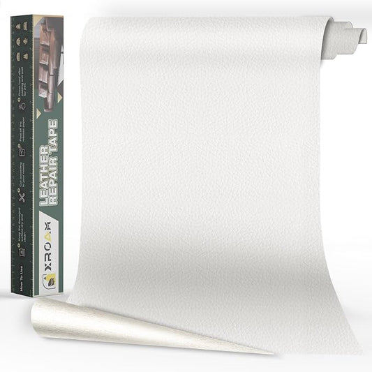 Leather Repair Tape, 16x40 inch Leather Patches for Furniture, Self Adhesive Leather Repair Patch for Sofas, Couches, Leather Covers, Seats, Chairs, Vinyl Repair Tape White