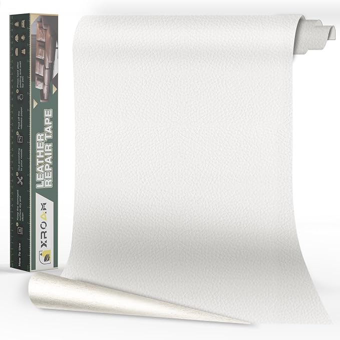 Leather Repair Tape, 23.6x79 inch Leather Patches for Furniture, Self Adhesive Leather Repair Patch for Sofas, Couches, Leather Covers, Seats, Chairs, Vinyl Repair Tape White