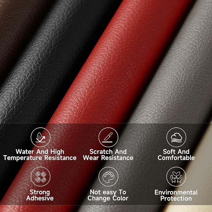 Leather Repair Patch, Self Adhesive Leather Repair, Large Leather Repair Tape for Sofa, Car Seats, Furniture, Cabinets, Chairs, Handbags （Black, 16X118 inch)