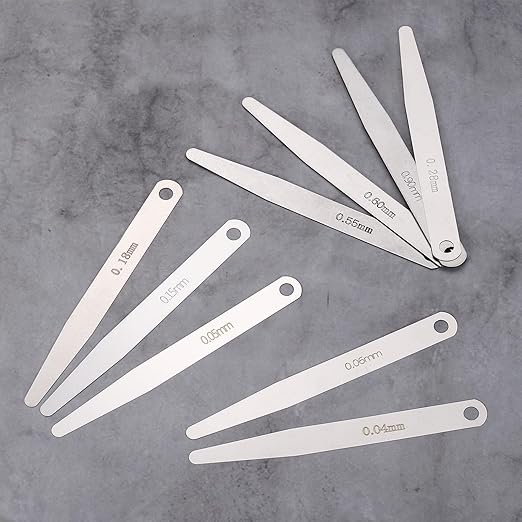 HARFINGTON 3pcs Metric Thickness Feeler Gauge 0.33mm Single Blade Oval Feeler Gauge 3CR-13 Stainless Steel Gap Measuring Tool for Repair Valve Guitar Spark Plug