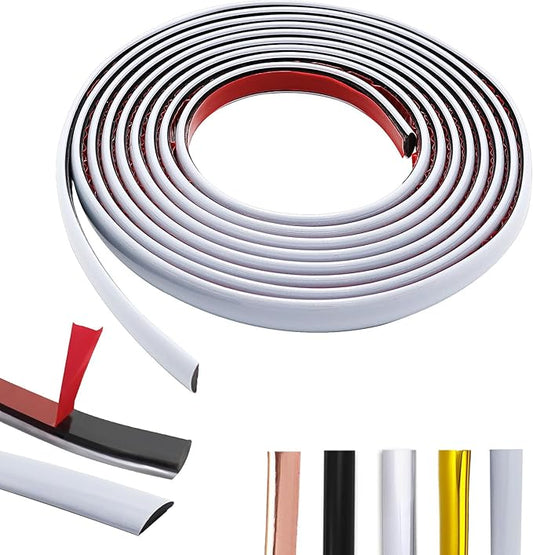 White Molding Trim Peel and Stick, Faoaatin 10Ft Premium Flexible Mirror Border Design for Tile Edges, Furniture Accent, and Kitchen Backsplash Decor