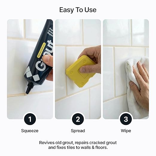 Hemway Cream Grout Reviver Kit | Ready Mixed Grout Repair 400g / 210ml with 4 Piece Profiling Tool Kit | Wall & Floor Tile Adhesive, Kitchen Bathroom Shower, Fast Drying