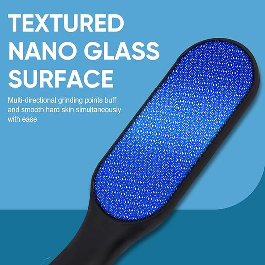Nano Glass Foot File, Foot Callus Remover & Scrubber for Smooth Feet, Professional Pedicure Tool (Heel Socks & Cracked Heel Stick Included)
