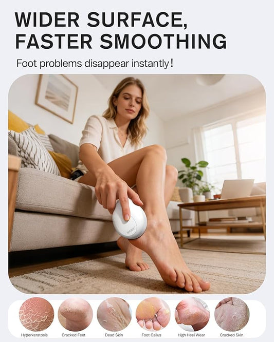 BEZOX Glass Pumice Stone, Foot File Callus Remover for Feet, Professional Foot Scrubber for Dead Skin & Cracked Heels – Premium Pedicure Tools with Anti-Slip Handle and Protective Cover - White