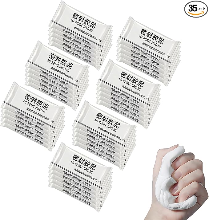 35 Pack White Seal Putty Waterproof Duct Seal Repair Sealing Clay,Cement Crack Filler,Plumbers Putty,Quick Mending Mud for Drain Connection, Wall Hole, Air Conditioning Hole Waterproof Seal Putty | mastic sealant