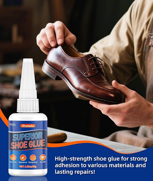 Clear Super Glue 35g, Shoe Glue for Shoe Repair with Anti-Clog Cap, Quick Dry Waterproof Professional Grade Adhesive for Rubber Soles Heels Leather Sneakers Boots Sandals and More (1 Pack)