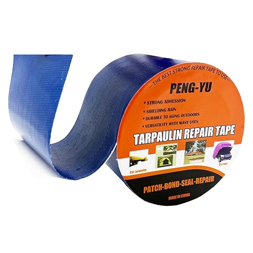 Heavy Duty Awning Repair Tape, Waterproof Strong Adhesive Patch, Instant Fix Tape for Tent, Boat Covers, Tarp, Sail, Canopy, Canvas, Tarpaulin, 3.15INX16FT, Blue