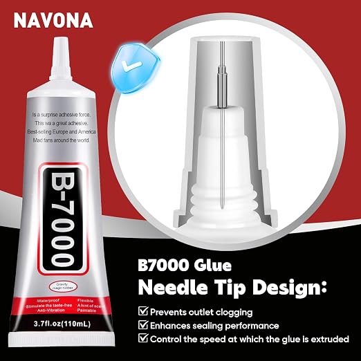 3 PCS 110ml B7000 Glue Clear with Precision Tip, Bedazzling Glue, Rhinestone Glue Set, Craft Glues with 5-Point Pen Tool, Crayon, and Tweezers, Craft Glue is Used for Nails, Jewelry, Shoes