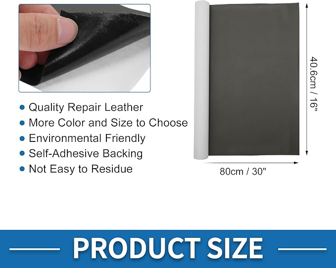 Self Adhesive Leather Repair Patch Strong Stickiness 30"x16" Leather Repair Tape PU Leather Deep Gray 1 Pcs