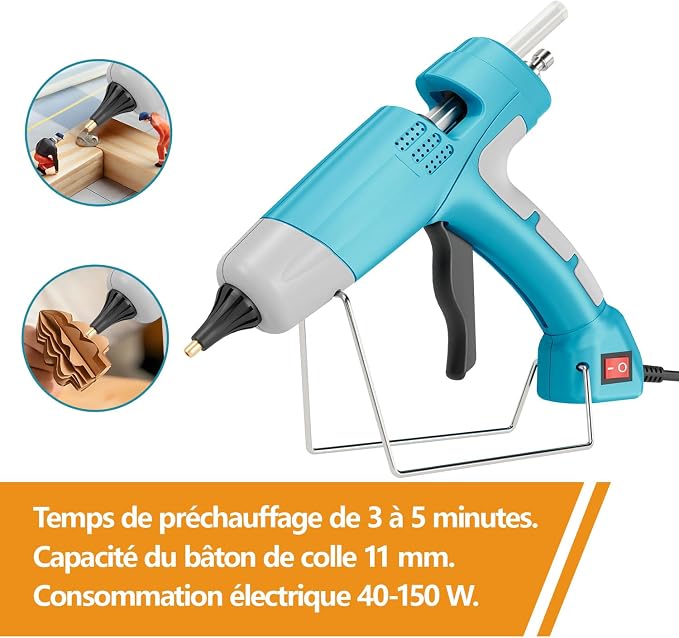 100W Hot Glue Gun Full Size Set with 30 Glue Sticks (0.43IN) for Wood, Metal, Ceramics, Leather, and DIY Projectse