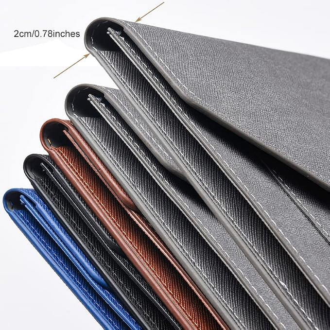 PU Leather A4 File Folder Document Holder 2 Pockets Portfolio Envelope Folder Case with Elastic String 3/4 Inch Expansion (Brown)