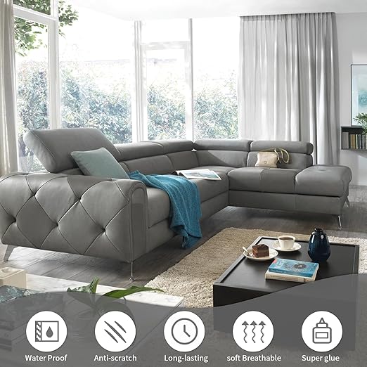 BSZHTECH Leather Repair Tape Self-Adhesive Leather Repair Patch for Couch Furniture Sofas Car Seats Advanced PU Vinyl Leather Repair Kit (Grey, 17X79 inch)