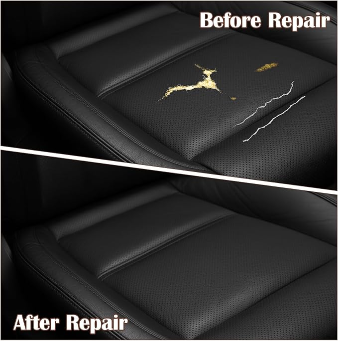 3Pcs Leather Patches for Car Seats, 8 x 12 Inch Breathable Self Adhesive Leather Patch Faux Perforated Black Leathers Patch for Couches, Car Seats, Chairs, Furniture