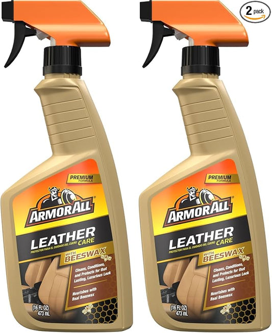 Armor All Car Leather Cleaner Spray, Beeswax Leather Care Spray for Cars, Trucks, Motorcycles, 16 Oz Each (Pack of 2)
