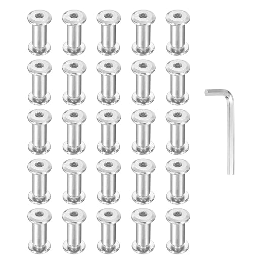 PATIKIL M6x6mm Hex Chicago Screws 8x16mm, 20Pcs 304 Stainless Steel Metric Hex Drive Socket Cap Binding Post Screw Posts for Scrapbook Leather Belt Album Furniture Repair, Silver