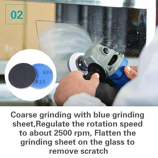 Glass Scratch Repair Kit, 5 Inch Silicon Carbide Mesh Sanding Pads Set - 3PCS Coarse/Fine/Polishing Pads forTempered Glass, Shower Screen Repair, Reusable Anti-Clog