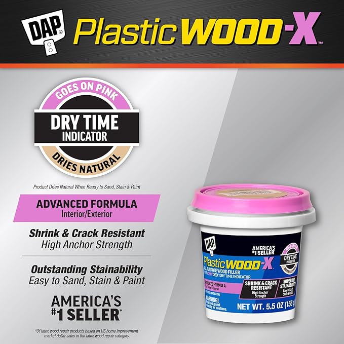 DAP Plastic Wood-X with DryDex Wood Filler, Natural, 5.5 Oz (7079800540) (Pack of 6)