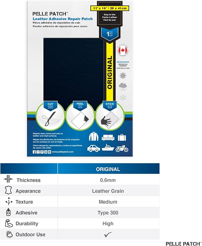 Auto Leather Repair Kit - 25 Colors Available - Original 11x16 - Dark Blue