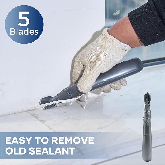 Sakerplus 3-in-1 Caulking Tool, Scraper & Silicone Trowel for Grout Removal and Caulk Smoothing, Sealant Application Tool for Bathroom Kitchen Tile Sink Window Frame (Aluminum Set, 3 Sets)
