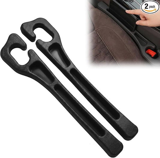 2PCS Car Seat Gap Filler, PU Leather Seat Gap Filler Strip, Anti-Drop Car Seat Gap Plug Catcher, Car Gap Seat Filler Between Seats for Cars SUVs Trucks (Black)