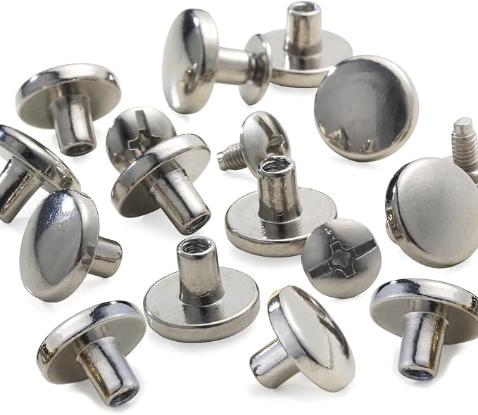 YORANYO 30Sets Chicago Screws Leather Rivets Screw Rivets Metal Studs for Clothing Chicago Binding Screws Spike and Studs for Decorate Repair Shoes Belts Bags Purse Dog Collars Leather Craft (Silver)