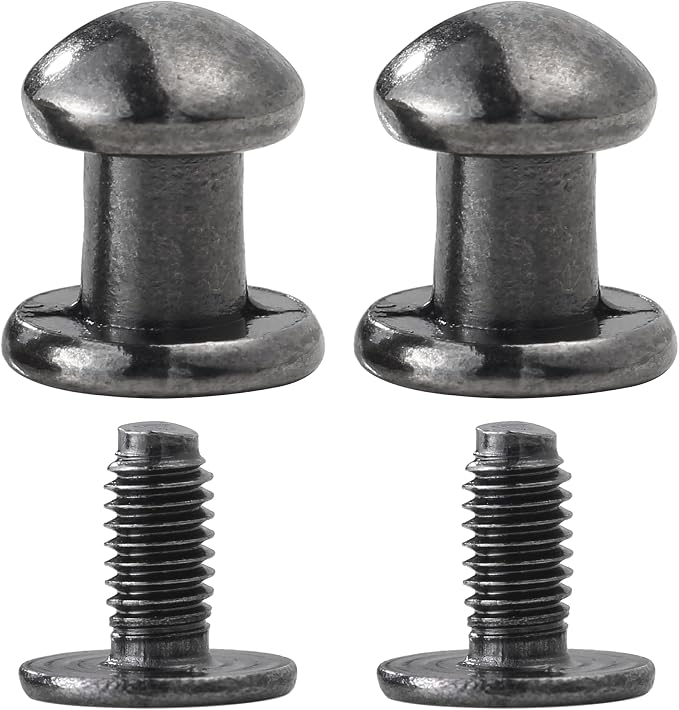YORANYO 30 Sets 8MM Round Head Button Stud for Leather Chicago Screws Spikes and Stud Leather Rivets Screws Button Rivets for Repair and Decorate Clothing Shoes Belts Bags Dog Collars (Gunmetal)