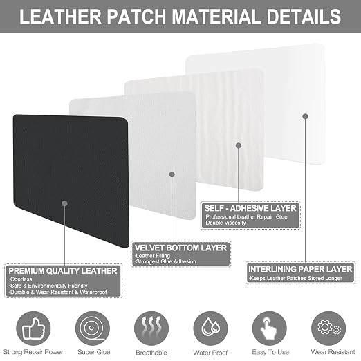 Leather Patches for Furniture,17X79inch Self Adhesive Leather Repair Patch,Leather Repair kit for Furniture,Couch,Car Seat,Motorcycle seat,Loveseat (Matte Black-Litchi Grain, 17X79 inch)