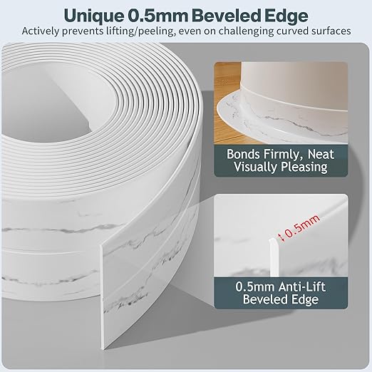 Dstorelhp Caulk Tape Waterproof Self Adhesive, Decorative Caulking Tape for Kitchen, Countertop, Bathroom, Sink, Bathtub, Toilet, Shower (White Marble, 2Rolls-1.5" x 10.5Ft)