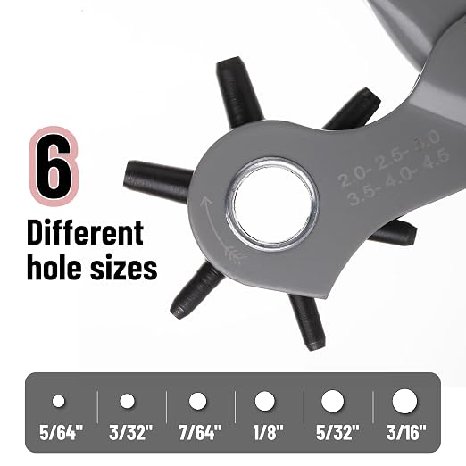 UNCO- Leather Hole Punch Tool, Multi Hole Sizes for Belts and Leather, Belt Hole Puncher, Green Handle