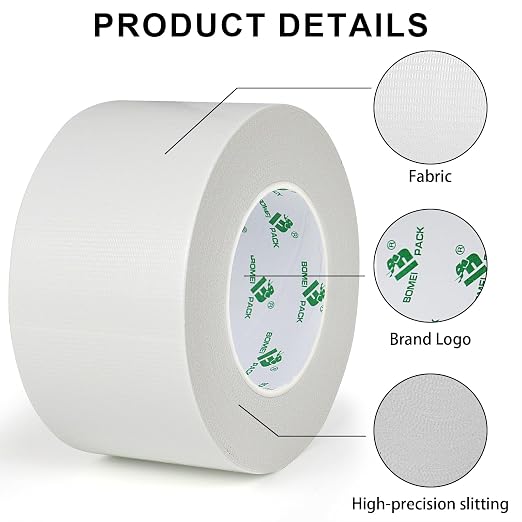 BOMEI PACK Duct Tape Heavy Duty Waterproof White, 50 Yards x 3 Inch Strong Adhesive Duct Tape No Residue Bulk for Home Use, DIY, Projects, Outdoor Repairs