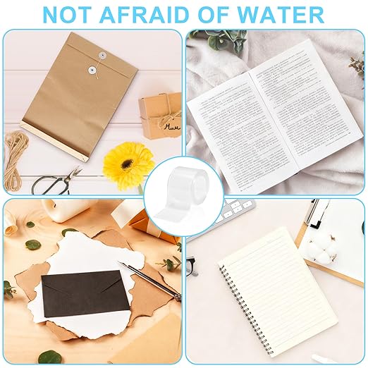 Engorgio Clear Strong Waterproof Adhesive Archival Safe Book Repair Tape, 2Inch x 16.5Ft - Removable Book Binding Tape for Old Books, Broken Pages, Textbook Spine & Library Repair Supplies.