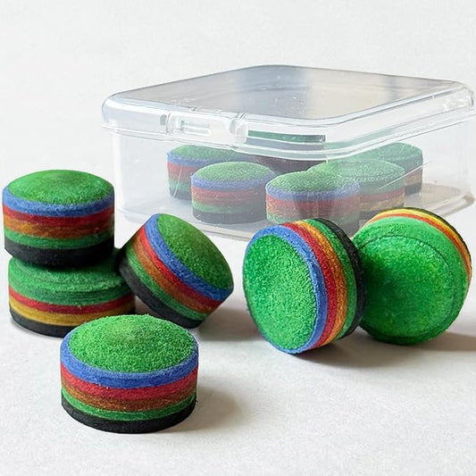 Billiard Pool Cue Tips - Pool Cue Stick Tips Replacement Repair Kit Billiard Cue Tips with Storage Box for Pool Table Cues Stick Tips Head and Leather Snooker Stick - SOLROS