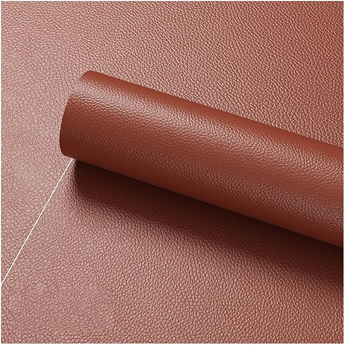 Faux Leather Repair Patch 19.7 × 118In,Coffee Self - Adhesive Leather Repair, 2.5MM Thick Upholstery Leather for Upholstery Crafts, DIY Sewing, Sofas, Furniture, Car Seats, Chairs(1Pcs)