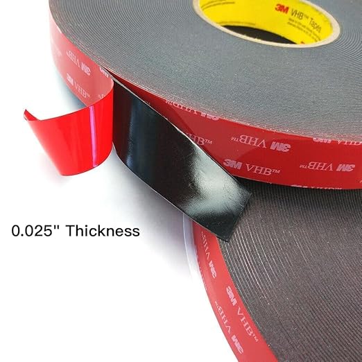 3M Double Sided Mounting Tape 2 Pack 2" Width 5925 Black Foam Tape High Bond Waterproof Heavy Duty Strong Adhesive Tape Thick 0.025in Fastener Replace Décor Frame Logos