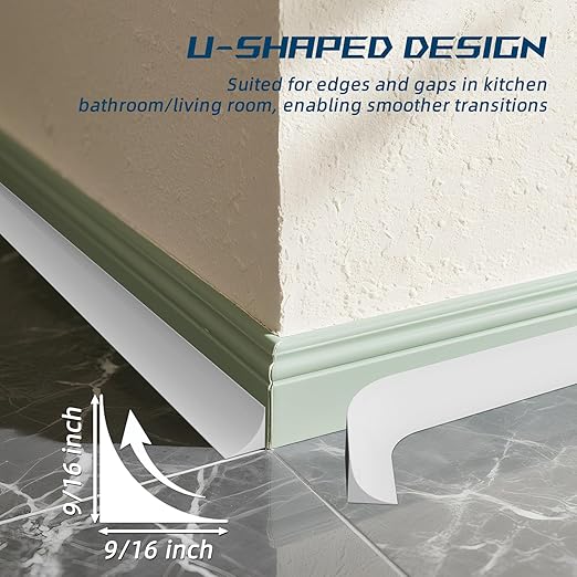 Flexible Quarter Round Molding Trim - Peel and Stick Silicone Caulk Strip,Shoe Molding for Floor Edges,Wall Corner,Staircase,Cabinet,Baseboard and Window Sill in Bathroom/Kitchen/Living Room,236 Inch