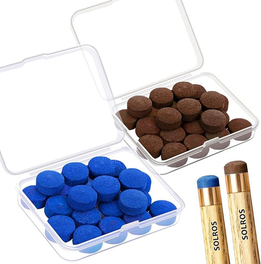 Billiard Pool Cue Tips - Pool Cue Stick Tips Replacement Repair Kit Billiard Cue Tips with Storage Box for Pool Table Cues Stick Tips Head and Leather Snooker Stick - SOLROS