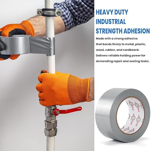 Silver Duct Tape Heavy Duty 2 Inch x 30 Yards, Waterproof Industrial Strength Adhesive Tape for Indoor Outdoor Repairs, Sealing, Tear by Hand & No Residue, 1 Roll