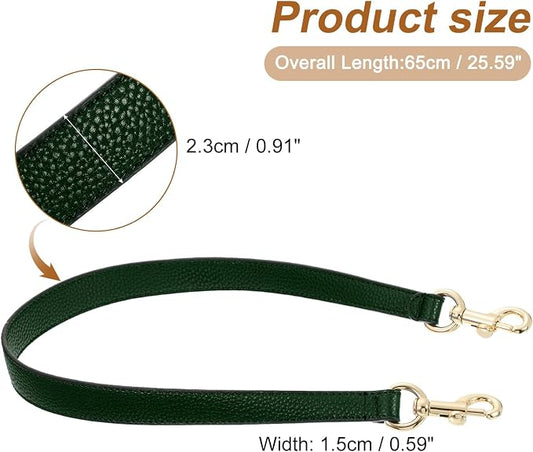 uxcell 25.59 Inch PU Leather Short Bag Strap with Clasp, Purse Handles Handbags Replacement Straps for Clutch Bag Underarm Bags, Dark Green, Gold Buckle