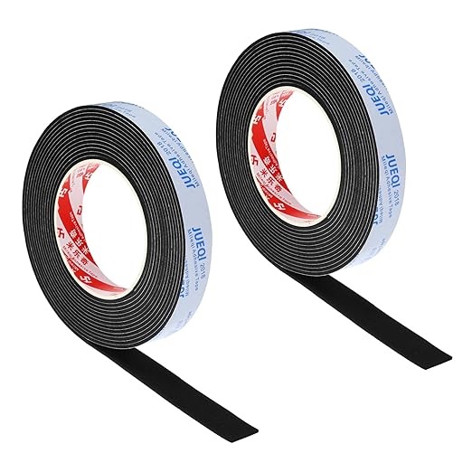 PATIKIL 3/4" W x 5/64" T x 16.4Ft EVA Single Sided Foam Tape, 2Pcs Multipurpose Sealing Strip Foam Waterproof Weather Stripping Foam Sealing Foam Strips with Adhesive for Door, Black