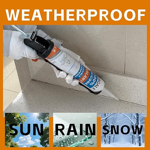 Brown RTV Silicone Sealant Waterproof, 100% Silicone Exterior Caulk, Flexible Caulking for Wood Window Door and Flooring, Roof and Outdoor Garden,10.1 Oz/300ML (Brown)