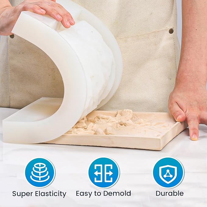 LET'S RESIN Silicone Mold Making Kit 72oz, 20A Non-Toxic Silicone Rubber for Mold Maker, Beginners, Ideal Liquid Silicone for Casting Resin, 3D Molds, 1:1 Mixing by Weight, Translucent