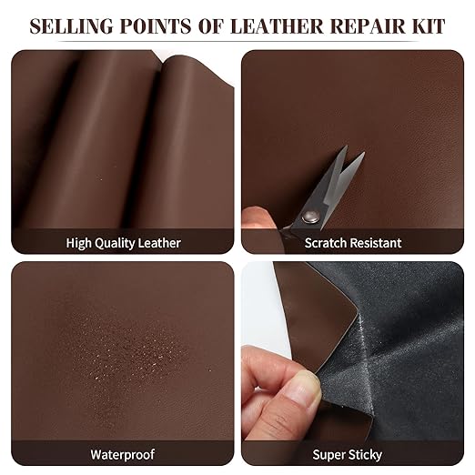 Leather Repair Tape, Self-Adhesive Leather Repair Patch for Couch Furniture Sofas Car Seats, Advanced PU Vinyl Leather Repair Kit (MBrown, 17X79 inch)